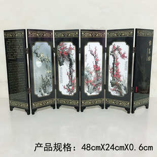 报春图漆器仿古小屏风摆件中国纯手工制作特色民间工艺品老外礼品