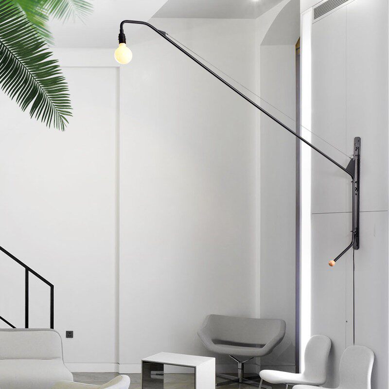 loft美式复古长杆壁灯客厅牀头卧室灯创意个性铁艺摇臂悬壁灯工业