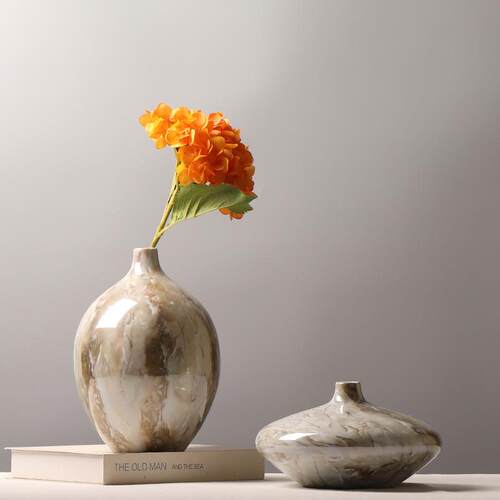 新中式陶瓷花瓶 创意贴花装饰花器 酒店博古架插花摆件样板房软装