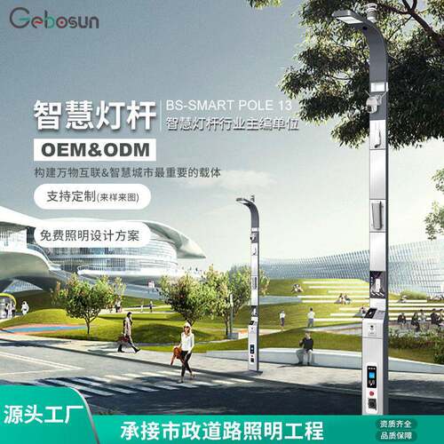 LED路灯综合杆物联网5G投光灯主干道市政亮化工程智慧智能