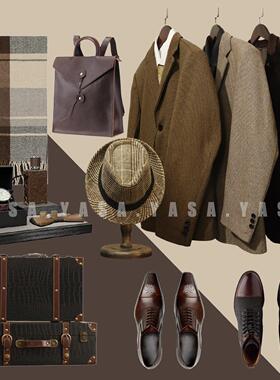 YASA【覆古男士衣柜】样板间衣帽间怀旧绅士软装展示皮鞋西服礼帽