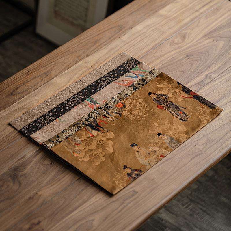 香云纱干泡茶席双面新中式禅意双面复古桌旗布茶桌盘干泡盘布垫