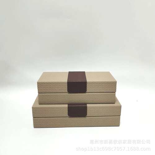 现代简约装饰盒编织纹首饰盒软装样板间橱柜书房软装搭配收纳摆件