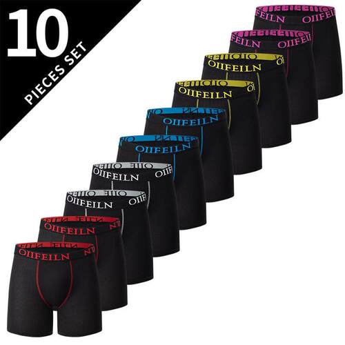 Men Plain Boxer Briefs Set 5 10 Elastic Breathable Stretchy