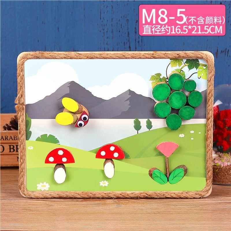 儿童节树节树枝画画木板植幼儿园手工diy制包作材料FLK小班木片画