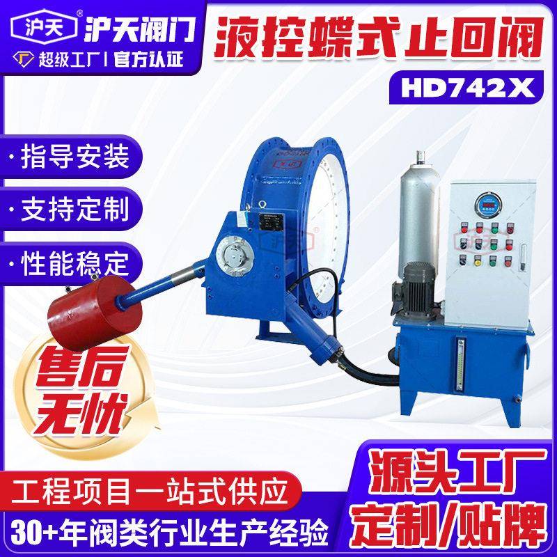 沪天阀门HD742X重锤式液控缓闭蝶式止回阀DN1200蓄能式液控止回阀