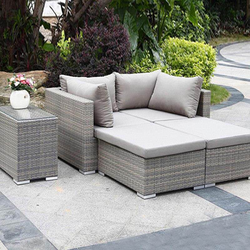 户外藤编沙发组合花园阳台创意藤沙发五件套庭院休闲 藤椅茶几家