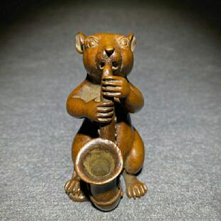 实心生肖铜鼠纯铜老鼠手工紫铜茶宠小摆件仿小铜器铜雕手把件