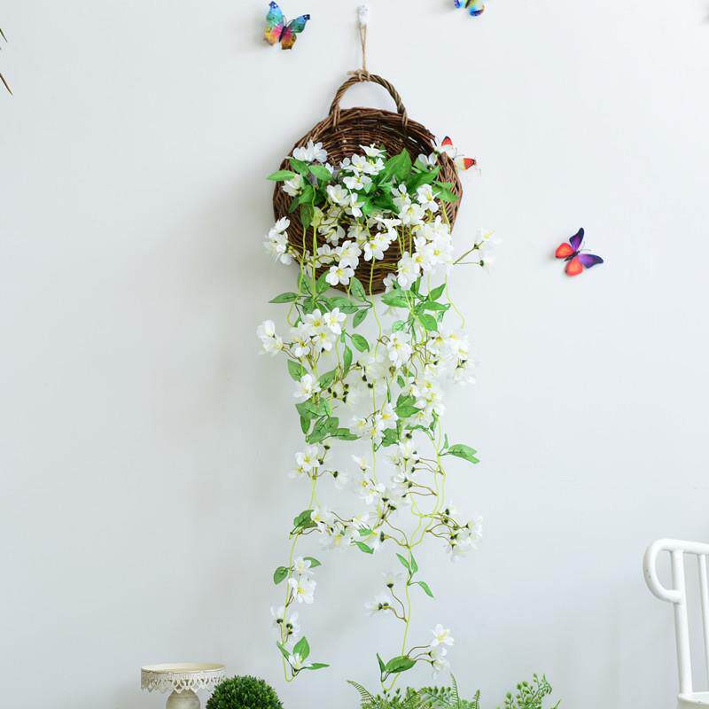仿真小百合壁挂阳台装饰花藤蔓室内假花藤条客厅墙面塑料吊顶植物