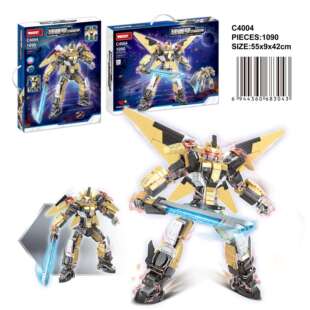 沃马新品c4002积木机甲变形系列暗夜黑魔王军刃号天穹解放者模型