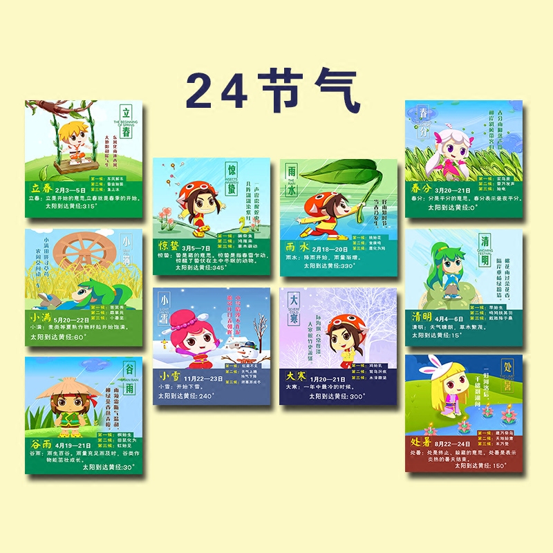 24节气装饰画幼儿园走廊挂画楼梯墙面教室布置装饰创意文化墙展板图片