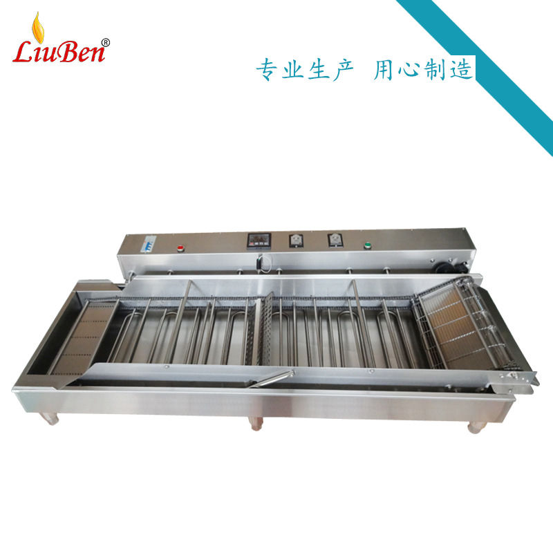 380三相电大产量电热自动油炸机自动翻转双面油炸炉输送带滤油