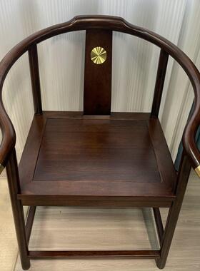 乌金古圈椅新中式围椅馆酒店宾休闲茶椅客室Fhquzxug厅茶几三件套