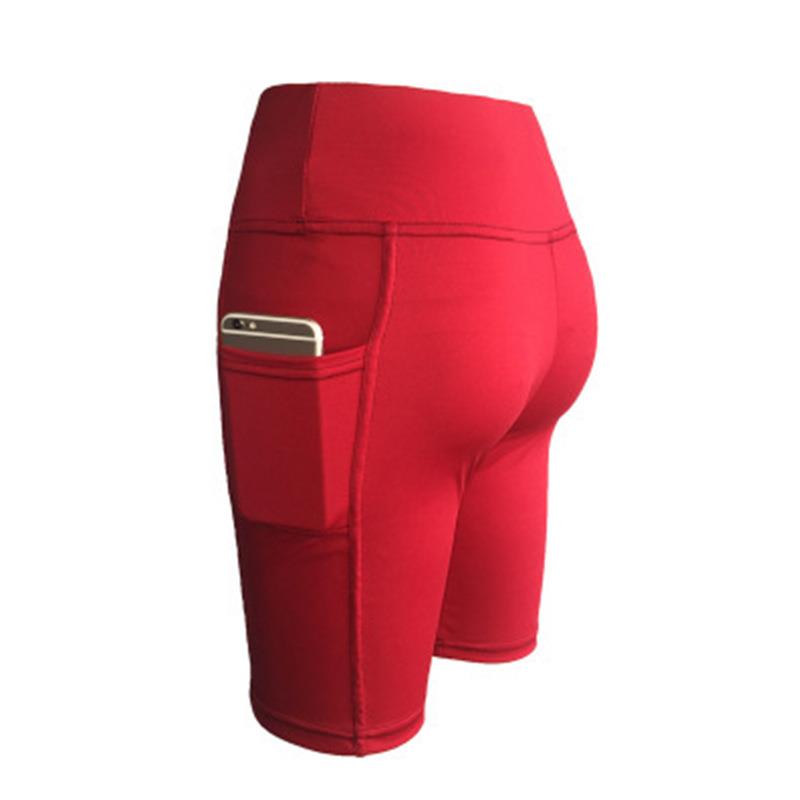 Yoga pants side pockets patchwork shorts high elastic