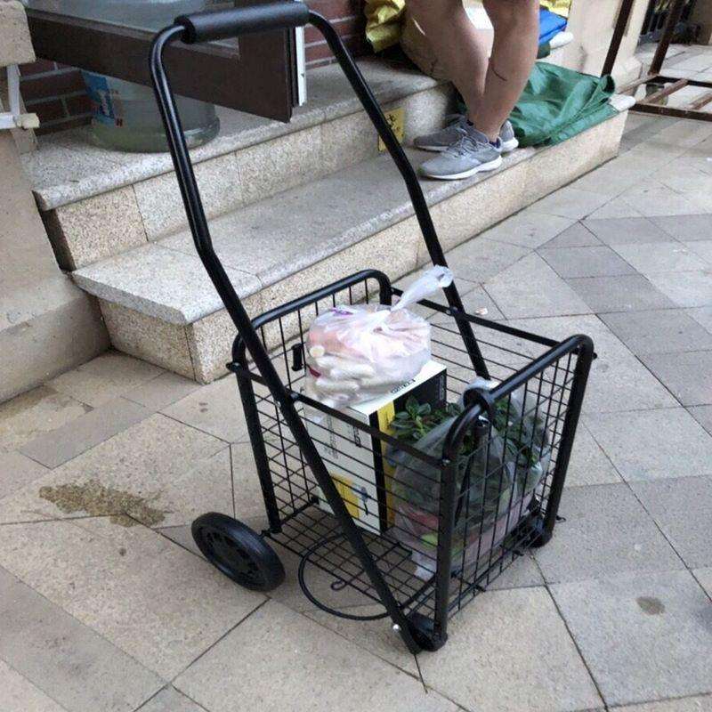 取快递老年人结实手拉车买菜拉杆车家用爬楼菜篮子小车折叠式手