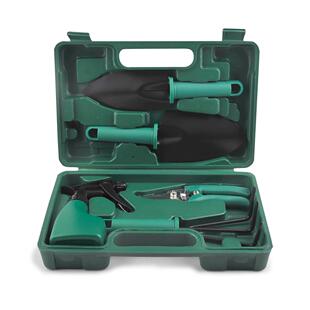 便携式园艺工具5件套铁铲耙子树枝剪养花种植园林劳作工具手提箱