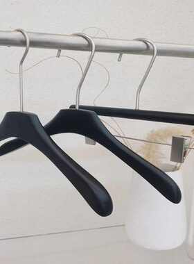 服装店专用童装衣架黑色烤漆无痕衣挂防滑实木衣撑高档儿童裤夹子