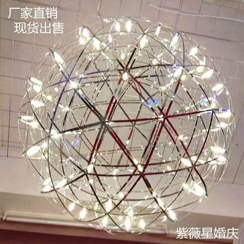 新款婚庆道具LED 吊灯不锈钢火星球宇宙球圆球 婚礼舞台装饰用品