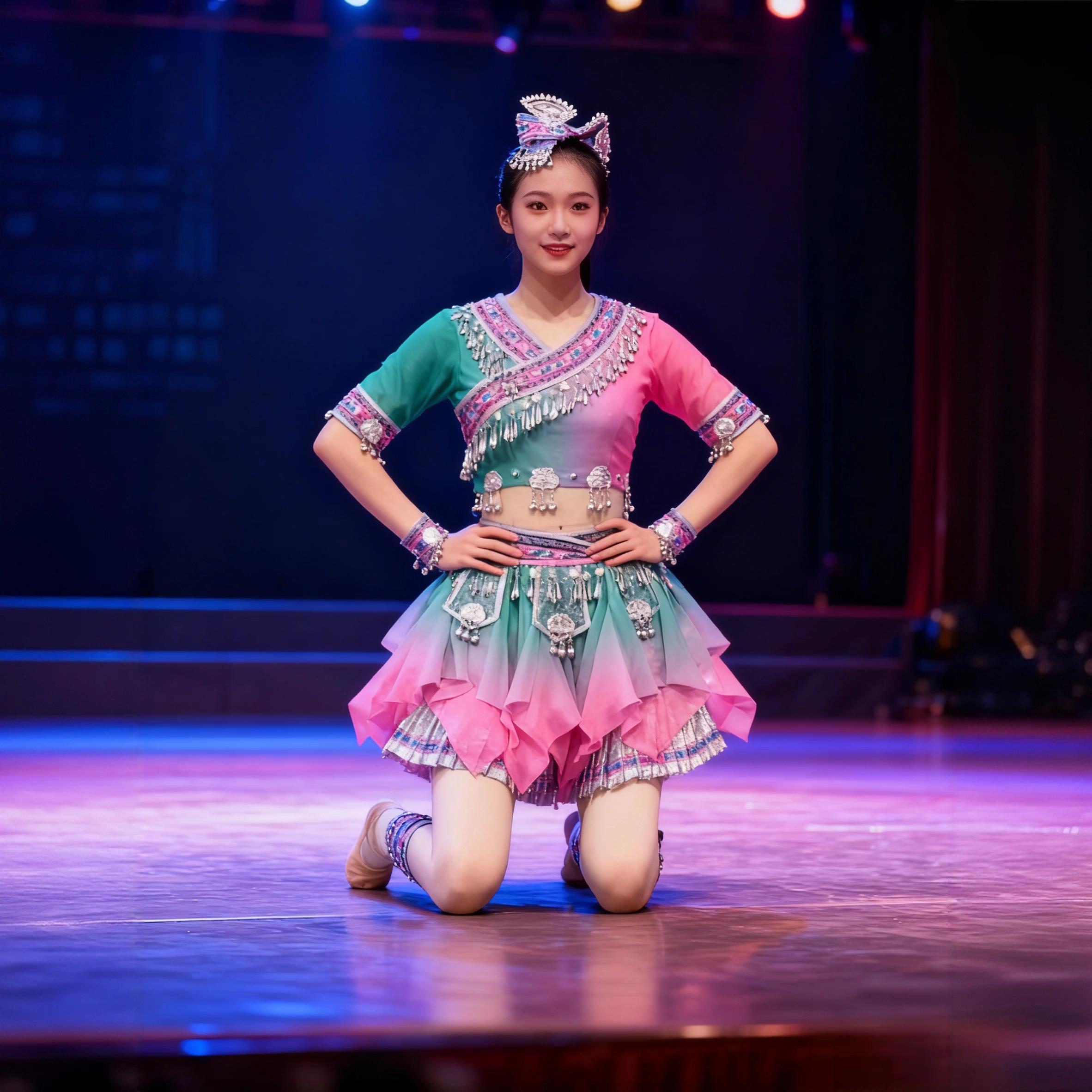 2025新款民族舞蹈服装苗族苗阿妹苗家女演出服土家族独舞表演服