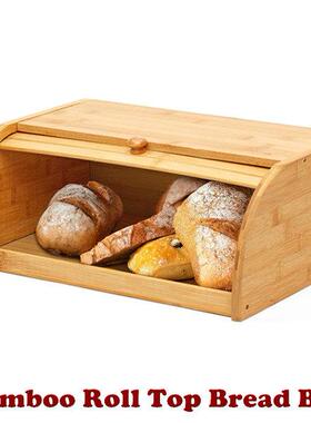 Bamboo Roll Top Bread Box Food Storage Bin Baked Goods