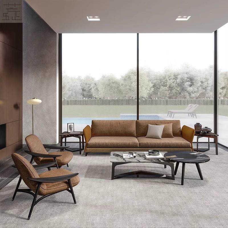 北欧设计师实木皮艺休闲椅客厅阳台卧室懒人躺椅轻奢网红沙发单椅