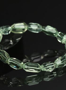 2026名都水晶 天然绿水晶桶珠切面手链 绿色不规则随型水晶手串