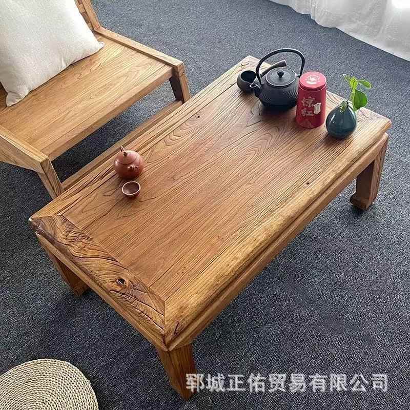 新中式茶老木茶桌实木榻QRM米小几阳榻台飘榆窗复古喝茶桌禅意国