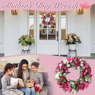 19.7 Inch Spring Wreath for Front Door Flower Wreath with
