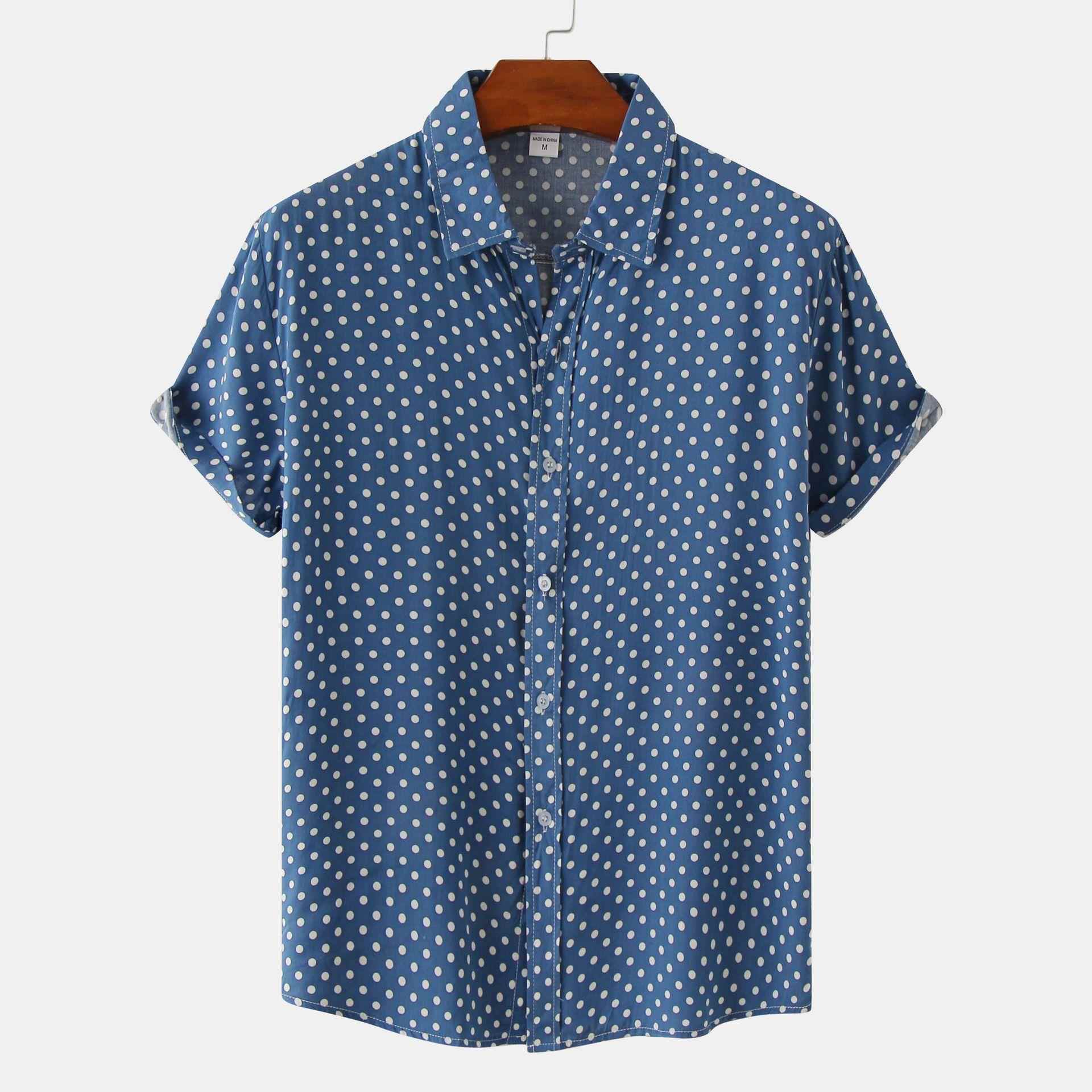 Sleeve Short Dot Polka Style Hawaiian Fashion Youth Shirt