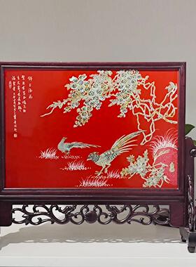 扬州漆器屏风 手工螺钿工艺平磨 插屏台屏摆件 外事旅游特色礼品