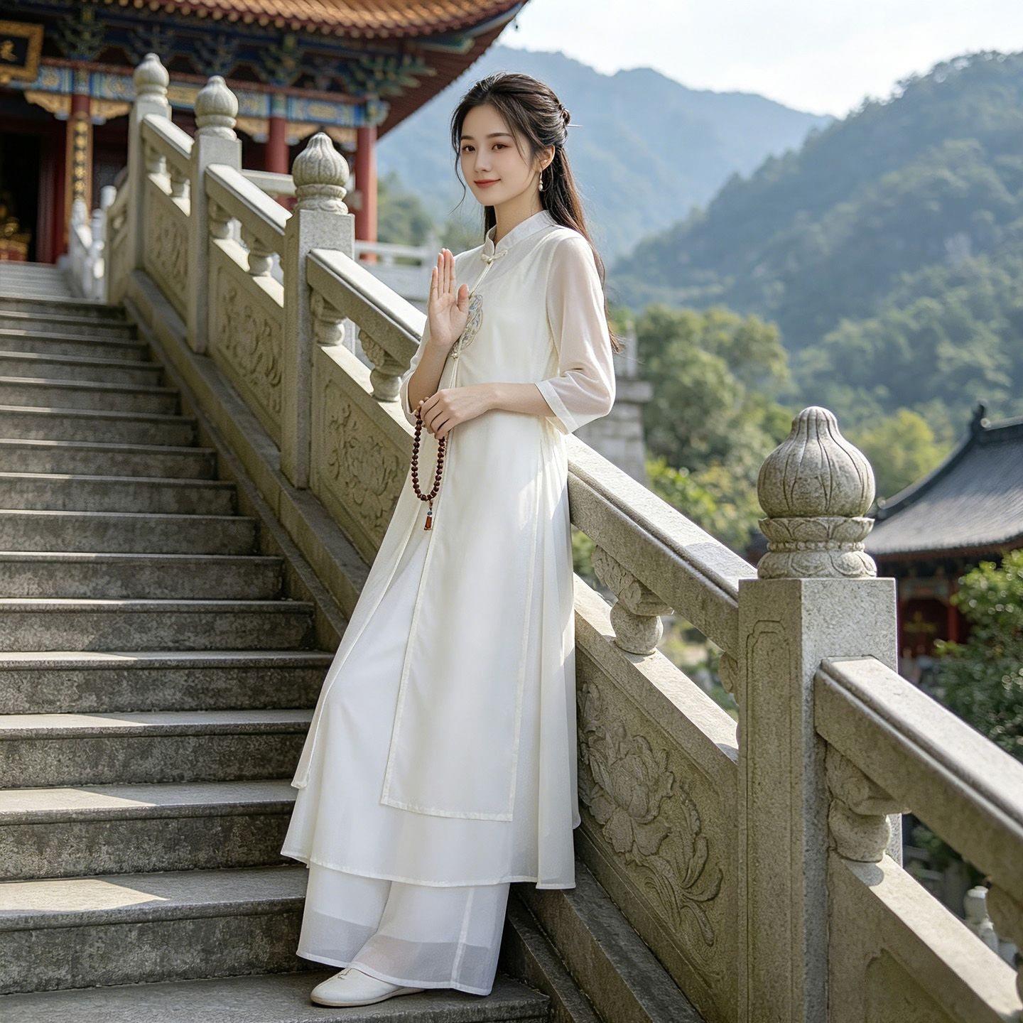 禅意风仙气疗愈禅服新中式居士太极服女款飘逸禅舞服禅修服女套装