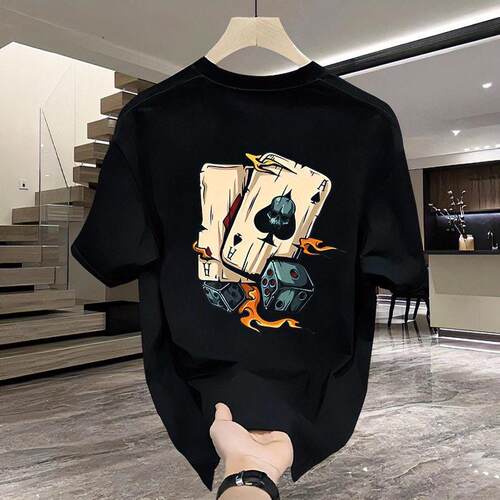 Cotton Short Sleeve T-Shirt Men's Casual Black with