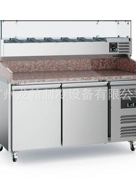 新款商用不锈钢冷藏柜披萨台工作台操作台保鲜柜西餐厅大理石台面