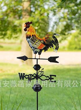 铁艺公鸡风向标 做旧园艺插件 花园装饰花插 园艺杂货
