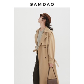 SAMDAO 经典基础款风衣 英伦秋装百搭长风衣外套女中长款韩版显瘦