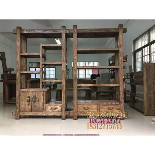 YL018老榆木博古架实木中式多宝阁隔断货架茶叶架子展示架书架