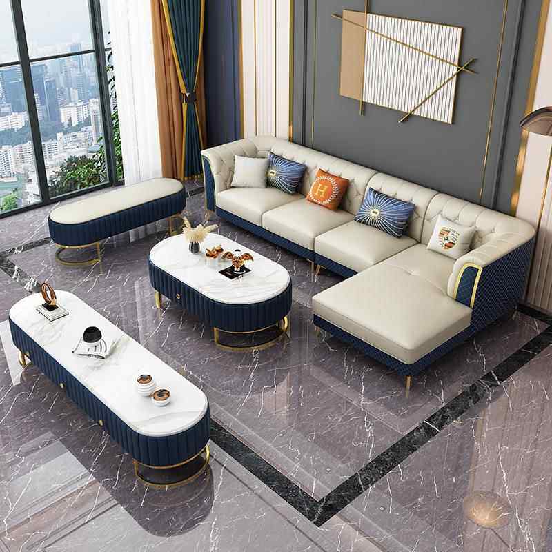 布艺皮艺沙发客厅艺沙发组合现代布轻奢客厅组RDF合皮发艺沙厂家