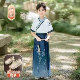 小学生演出女童 夏季 高档儿童服汉国服男童古装 中风2国学服025新款