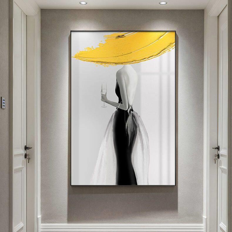 玄关落地画现代简约抽象人物客厅装饰画美女酒店宾馆背景墙壁挂画