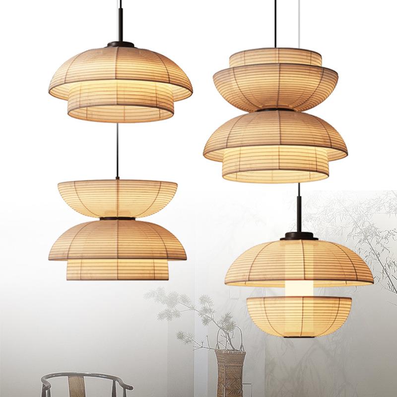 日式侘寂风餐厅客厅卧室创意吧台民宿饭店包厢茶室禅意布艺灯吊灯