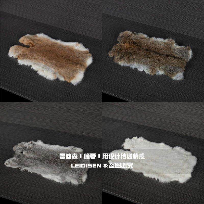 新中式样板间衣帽间化妆台装饰品摆件轻奢兔毛桌垫家居软装饰品