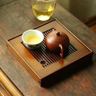 组 茶盘家用泡茶器具小茶台竹制复古小型茶托盘排水干泡盘茶具套装