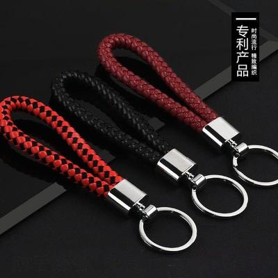 创意简约手工皮绳编织商务汽车钥匙扣加粗实用情侣包包挂饰钥匙圈
