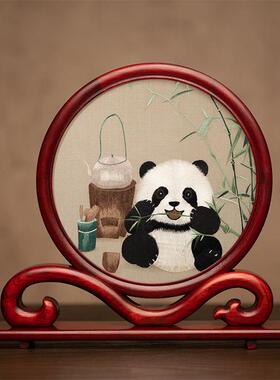 苏绣摆件国风刺绣家居摆台中式双面绣工艺如意小屏风商务纪念礼品