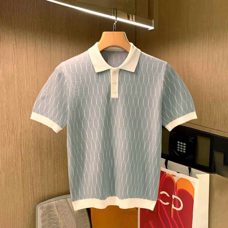 MUSONMU英伦儒雅休闲 男士T恤短袖 夏装轻奢时尚撞色针织polo衫男