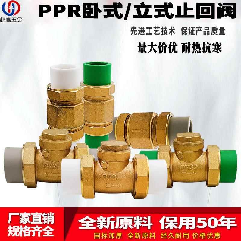 PPR热熔水管止回阀双活接卧式立式PE单向逆止阀46分DN32/40/50/63