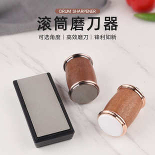 圆柱形双面磨刀器陶瓷金钢砂滚轮磨刀器西式厨刀研磨器磨刀石磨具