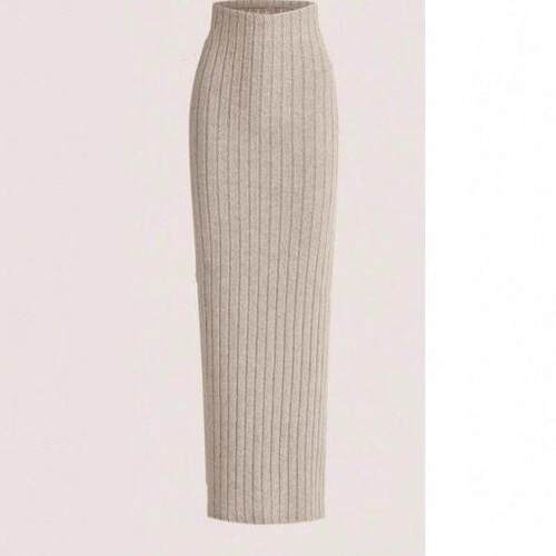 Solid Ribbed Skirt Casual Fashion Cozy Skinny Skirt for