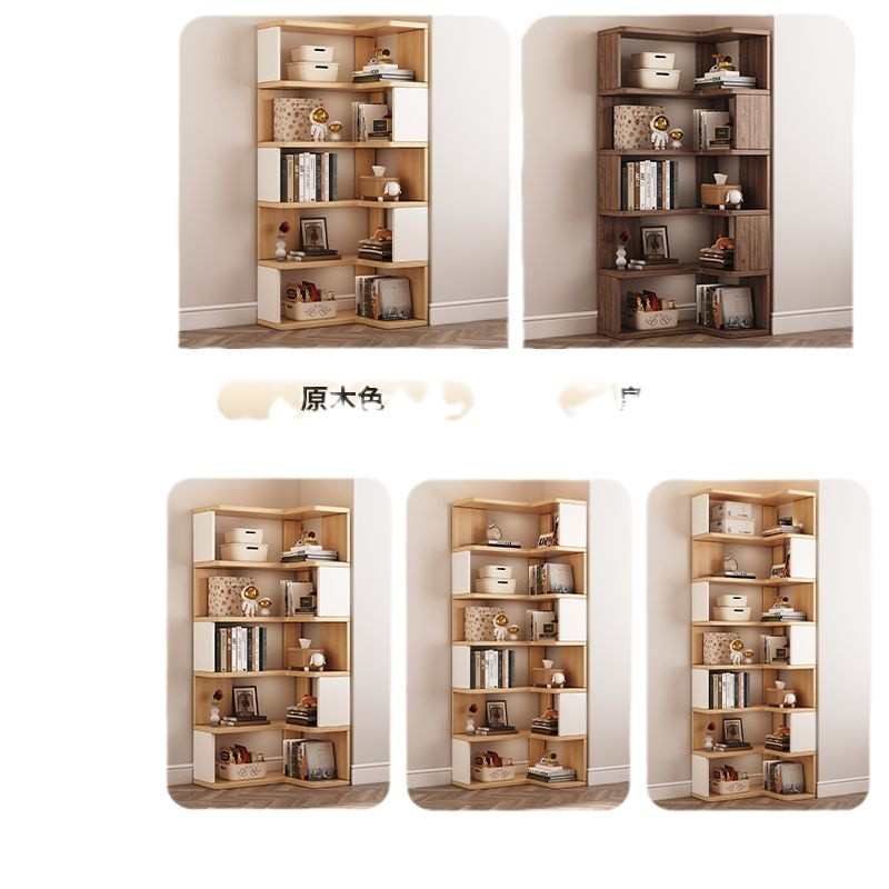 网红置物架落地转角家用书柜角柜多层拐角收纳实木简易书架客厅