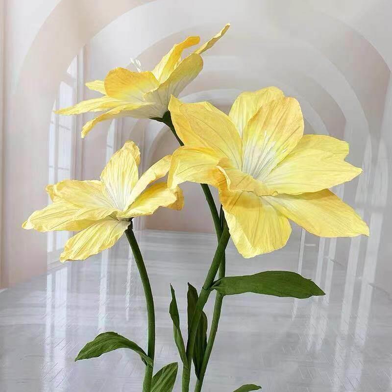 百合纸艺花粉色紫色婚礼舞台摆件婚庆彷真花美陈橱窗打卡拍照道具